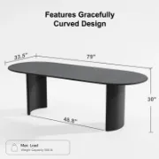 Oval Wood Dining Table with 2 Legs
