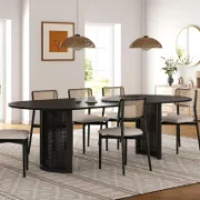Oval Wood Dining Table with 2 Legs