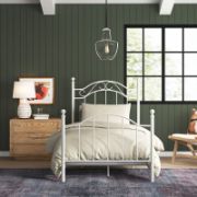 Panel Bed with Curved Lines and Scrolled Metalwork for Children