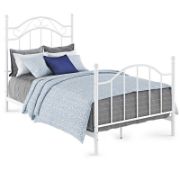 Panel Bed with Curved Lines and Scrolled Metalwork for Children