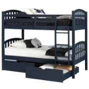 Kids Wooden Bunk Bed with Storage Drawers and Built-In Ladder