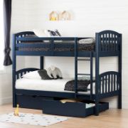 Kids Wooden Bunk Bed with Storage Drawers and Built-In Ladder