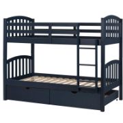 Kids Wooden Bunk Bed with Storage Drawers and Built-In Ladder