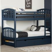 Kids Wooden Bunk Bed with Storage Drawers and Built-In Ladder