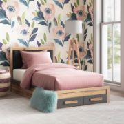 Twin Upholstered Platform Bed with Storage Drawers for Kids