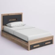 Twin Upholstered Platform Bed with Storage Drawers for Kids