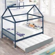 Kids' House Full Bed With Trundle