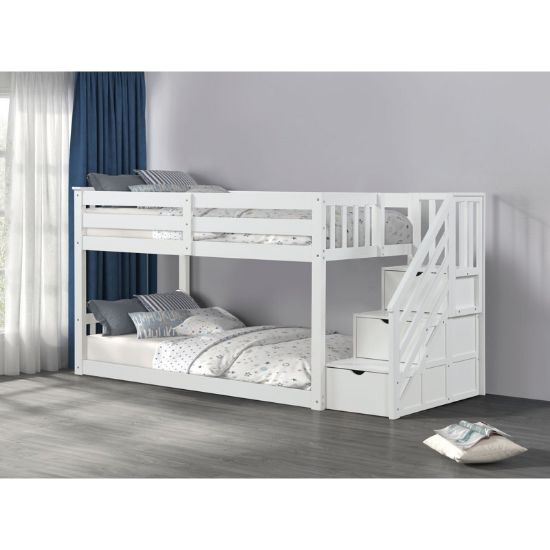 Kids' Twin-Over-Twin Bunk Bed with Storage Stairs