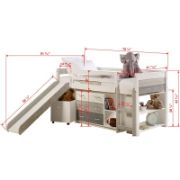 Kids' Pine Wood Loft Bed with Slide and Storage