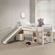 Kids' Pine Wood Loft Bed with Slide and Storage