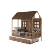 Rustic Porch-Inspired Kids' Twin Bed with Roll-Out Trundle
