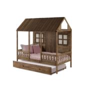 Rustic Porch-Inspired Kids' Twin Bed with Roll-Out Trundle