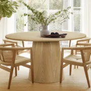 Solid Oak Round Pedestal Dining Table
