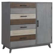 Kids’ Gray Wardrobe with Drawers and Adjustable Shelves