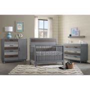Kids’ Gray Wardrobe with Drawers and Adjustable Shelves