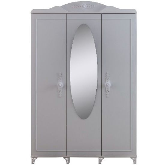 All-White Classic Wardrobe with Mirror for Children