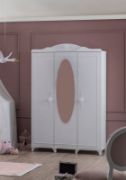 All-White Classic Wardrobe with Mirror for Children