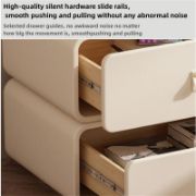 Cream Upholstered Kids' Nightstand with Rounded Safety Design