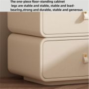 Cream Upholstered Kids' Nightstand with Rounded Safety Design