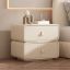 Cream Upholstered Kids' Nightstand with Rounded Safety Design