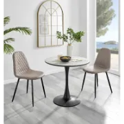 White Marble Round Dining Table And Chairs