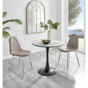 White Marble Round Dining Table And Chairs