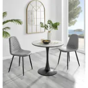 White Marble Round Dining Table And Chairs
