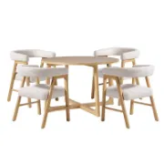 5 Piece Round Solid Wood Dining Table Set