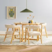 5 Piece Round Solid Wood Dining Table Set