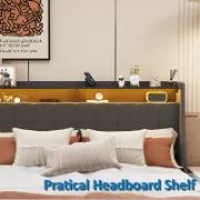 Upholstered Bed with LED Lighted Headboard