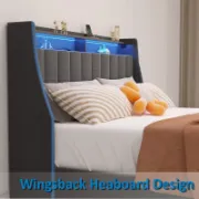Upholstered Bed with LED Lighted Headboard
