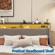 Upholstered Bed with LED Lighted Headboard