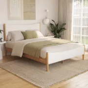 Japandi Style Boucle Upholstered Bed