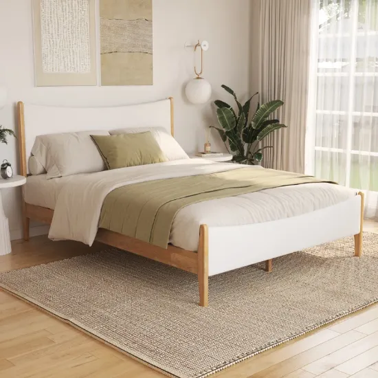 Japandi Style Boucle Upholstered Bed