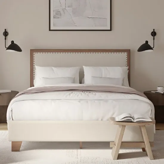 Contemporary Walnut Solid Wood Bed