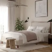 Contemporary Walnut Solid Wood Bed