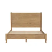 Natural Red Oak Solid Wood Bed – Rustic Modern King Frame