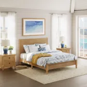 Natural Red Oak Solid Wood Bed – Rustic Modern King Frame