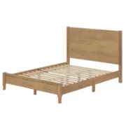 Natural Red Oak Solid Wood Bed – Rustic Modern King Frame