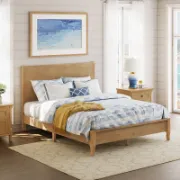 Natural Red Oak Solid Wood Bed – Rustic Modern King Frame