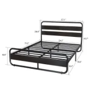Minos Modern Metal Bed Frame with Wooden Headboard and Footboard