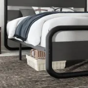 Minos Modern Metal Bed Frame with Wooden Headboard and Footboard
