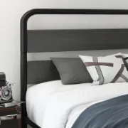 Minos Modern Metal Bed Frame with Wooden Headboard and Footboard