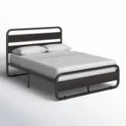 Minos Modern Metal Bed Frame with Wooden Headboard and Footboard