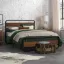 Minos Modern Metal Bed Frame with Wooden Headboard and Footboard