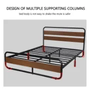 Minos Modern Metal Bed Frame with Wooden Headboard and Footboard