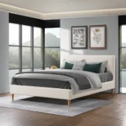 Boucle Platform Bed – Modern Style with Plush Texture