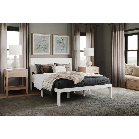 Mid-Century Solid Wood Bed – Durable with Under-Bed Storage