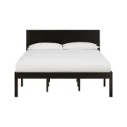 Mid-Century Solid Wood Bed – Durable with Under-Bed Storage