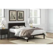 Mid-Century Solid Wood Bed – Durable with Under-Bed Storage